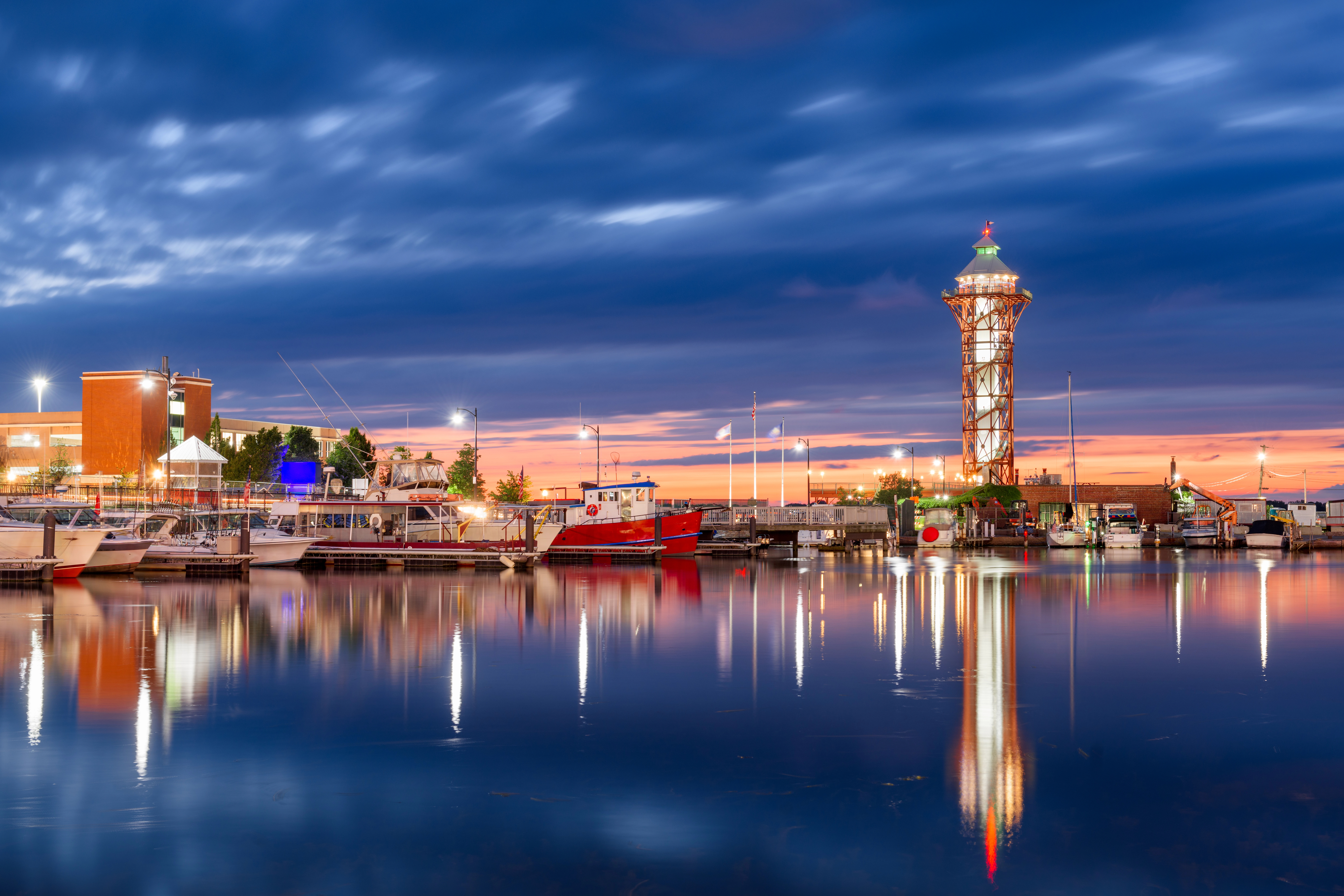 Erie PA tower at dusk